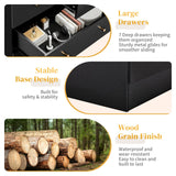 Karl home Black 7 Drawer Dresser for Bedroom, Tall Dresser Chest of Drawers, Rustic Wood Bedroom Dressers Clothes Organizer, Anti-Tipping Device, Rose Gold Metal Handle, Living Room, Entryway, Office Karl home