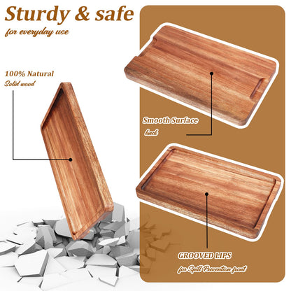 6 Pcs Wooden Tray Wood Serving Tray Set Wood Board for Food Rectangular Wooden Serving Platters Wooden Plates Serving Board for Cheese Appetizer Charcuterie Food Vegetables Dessert Home Party - WoodArtSupply