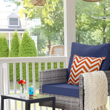 FHFO 10 Pieces Outdoor Patio Furniture Set with Swivel Chairs, Wicker Sectional Sofa Set Rattan Modular Patio Conversation with Cushions Couch & Coffee Table for Garden, Balcony, Porch, Grey-Blue FHFO