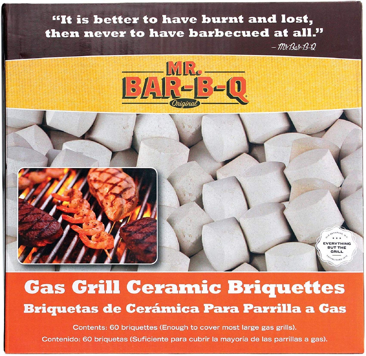 Ceramic Briquettes, Ceramic Gas Grill Self Cleaning Briquettes, Replacement for Lava Rocks, BBQ Briquettes for Outdoor, Gas Grill BBQ, Picnic, BBQ & Camping Essential by Mr. Bar-B-Q #06000Y (60 Count) Mr. Bar-B-Q