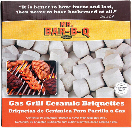 Ceramic Briquettes, Ceramic Gas Grill Self Cleaning Briquettes, Replacement for Lava Rocks, BBQ Briquettes for Outdoor, Gas Grill BBQ, Picnic, BBQ & Camping Essential by Mr. Bar-B-Q #06000Y (60 Count) Mr. Bar-B-Q