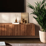 Living Skog Floating TV Stand Wall Mounted for Living Room and Bedroom, Media, Entertainment Center with Storage and Drawers Fits TV 60 65 70 75 80 inch Cabinet (Alessio Brown, 71 in) Living Skog