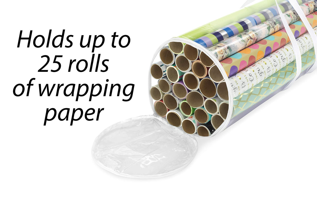 Whitmor 6044-4924 Clear Gift Wrap Organizer - Zippered Storage for 25 Rolls Whitmor