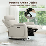 Watson & Whitely Power Recliner Chairs for Adults, Zero Wall Recliners W Power Headrest Type-C Charger, Small Faux Leather RV Recliners Home Theater Seating for Living Room, Cream Watson & Whitely
