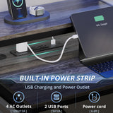 VIGKOOK L Shaped Gaming Desk, Reversible Corner Computer Desk with Power Outlet & Led Strip Home Office Desks Drawer File Cabinet Keyboard Tray (Dark Grey, 67in) VIGKOOK