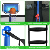 LHX 14FT Tranpoline for Adults and Kids, 1500LBS Tranpoline with Enclosure Net, Basketball Hoop and Ball, Outdoor Tranpoline with Light, Sprinkler, Ladder, Stakes Anchors - ASTM Approval LHX