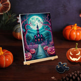 JOOZ Halloween Paint by Numbers Kit for Adults with Frame, Moon Castle Pumpkin Paint by Number with Easel, DIY Halloween Framed Paint by Number Kits for Home Wall Decor 8x12 Inch JOOZ