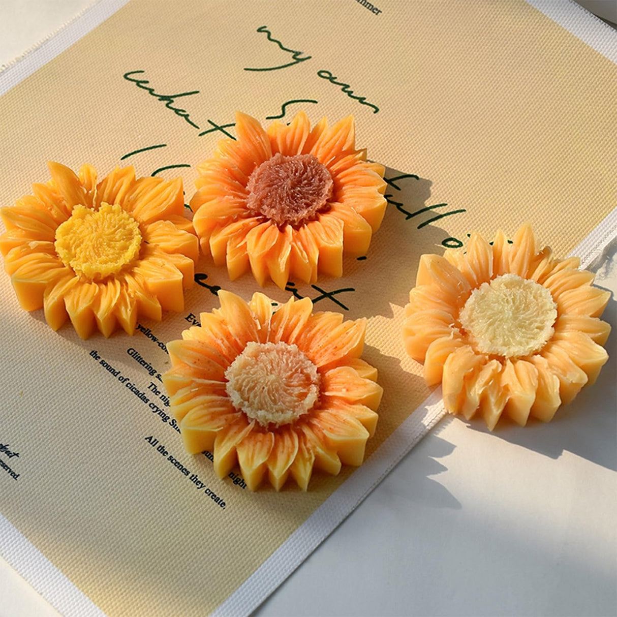 Wehous 2PCS Sunflower Candle Mold Unique Flower Silicone Fondant Chocolate Cake Decor Molds 3D Floral Silicone Molds for Resin Candle Soap Wax Polymer Clay Concrete Art Craft Home Ornament Wehous