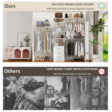 secilix Closet System with Drawers, 5-8FT Closet Organizer Systems with Expandable Hanging Rods, 96" Closet Shelving Systems for Walk in Closets, Heavy Duty Wall Mount Closet Systems-White secilix