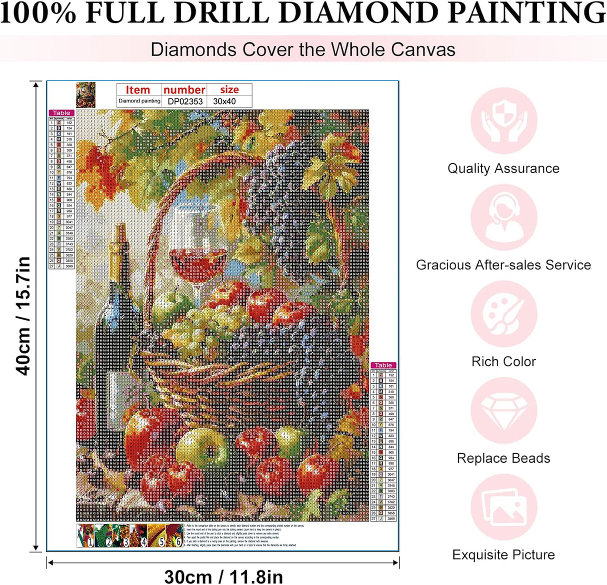 Wine Glass Diamond Art Kits for Adults,5D Fruit Full Round Drill Diamond Painting Kits for Adults Beginners,DIY Diamond Painting Gem Art Kits for Gift Home Wall Decor 12x16inch EIBEILI
