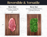 Mevell Walnut Wood Cutting Board for Kitchen, Reversible Wooden Chopping Board With Juice Grooves, Made in Canada (Walnut, 17x11x0.75) Mevell