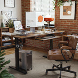 Agilestic Height Adjustable Desk with Keyboard Tray, 63 x 24 Inches Electric Standing Desk, Stand up Computer Table with Memory Preset, Modern Lift Motorized Gaming Workstation, Rustic Brown Agilestic