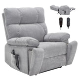 RHHVVR Oversized Power Lift Recliner Chair with Massage and Heating, 24.8" W Big Lay Flat Lift Recliner for Elderly, Medium-Firm Electric Recliners with Hidden Cup Holders,Gray RHHVVR