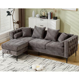 Ball & Cast 85" L Shaped Sectional Sofa with Storage Ottoman, Morden 3 Seater Tufted Couch with Nailhead Trim and Metal Legs for Living Room, Apartment, Office, Dark Gray Ball & Cast