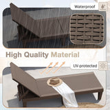 Homall Outdoor Lounge Chairs Set of 2, Quick Assembly & Waterproof Patio Chaise Lounge with Adjustable Backrest for Poolside, Beach, Garden (Deep Brown) Homall