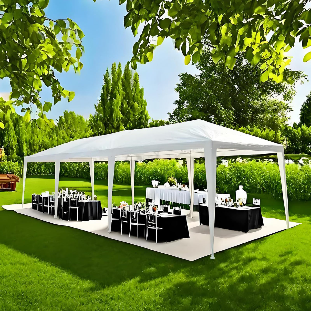 KUIKUI 10'x30' Party Tent with Sidewalls, Carpas para Fiestas 10x30, Tents for Parties with 8 Removable Sidewalls, White KUIKUI