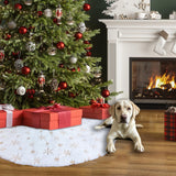 AOGU 60 Inch Sequin Faux Fur Christmas Tree Skirt Decoration for Merry Christmas Party White Plush Gold Sequin Snowflake Xmas Christmas Tree Skirt Decorations AOGU