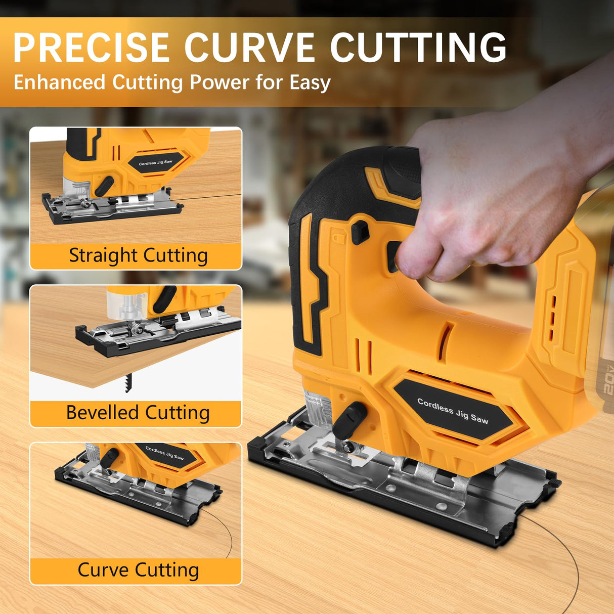 Jig Saw for Dewalt 18V/20V Max Battery, Cordless Jigsaw Tool Brushless Motor, Up To 2900 RPM, 45 Degree Beveled Cuts, LED Light for 4 Curve Cuttings, Plastic Box Include for Easy Carry (No Battery) Labfintom