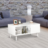 ZenStyle Mid Century Modern Coffee Table, Wooden Retro Coffee Table with Open Storage Shelf for Living Room, Reception, Easy Assembly (White) ZenStyle