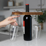 Ironwood Gourmet Acacia Wood Wine Glass Holder for Wine Bottles, Holds 2 Wine Glasses Ironwood Gourmet