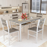 Hooseng Dining Table Set for 4, Wood Kitchen Table Chairs Set with Storage, Farmhouse 5 Piece Dining Room Table Set, Space-Saving Dinette Set for Breakfast Nook, Apartment Hooseng