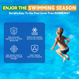 22Ft Pool Cover for(18Ft) Above Ground Pool,Heavy Duty Above Ground Pool Cover Includes Winch and Cable,Winter Pool Cover Strength&Durability,UV Protection, Blue/Black(Cover Only) RAINDEWAY