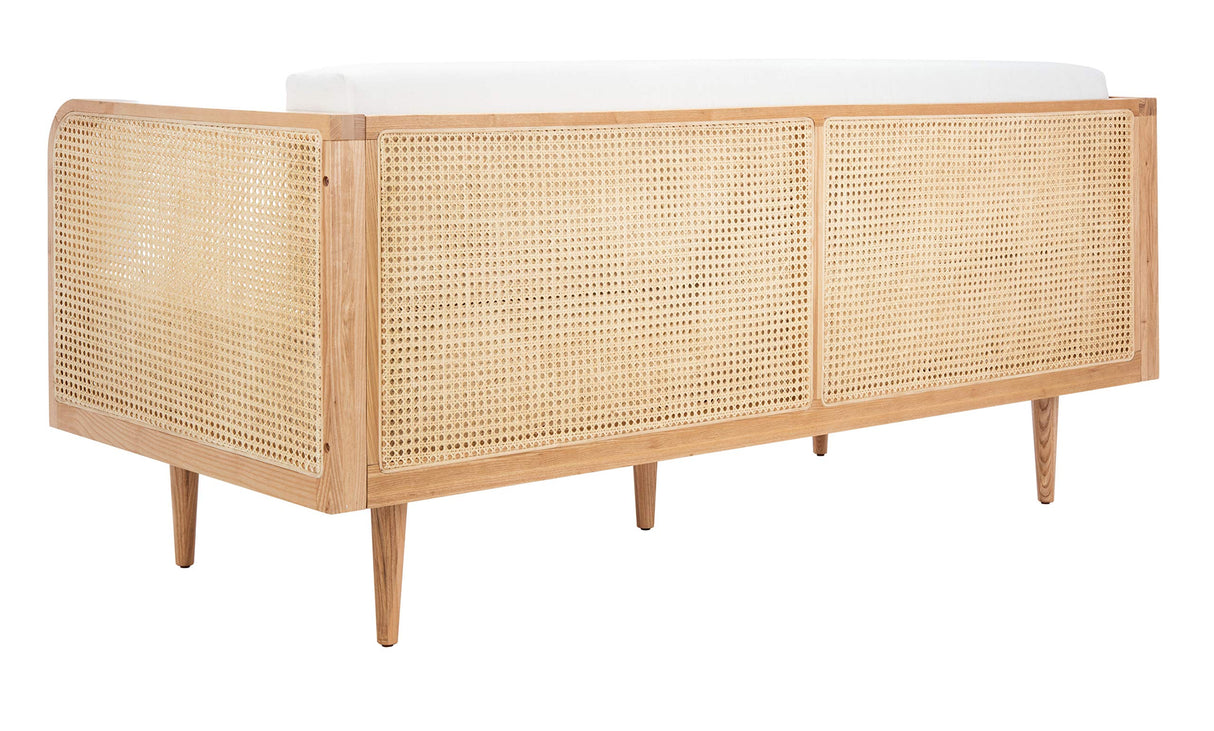 Safavieh Couture Helena French Mid-Century Natural and Beige Rattan Daybed, Single Extra Large Safavieh