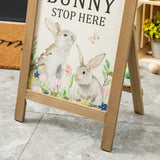 Glitzhome 24”H Easter Wooden Porch Sign, Bunny Sign Decor Rustic Rabbit Decoration Welcome Porch Decor for Easter Yard Entryway glitzhome