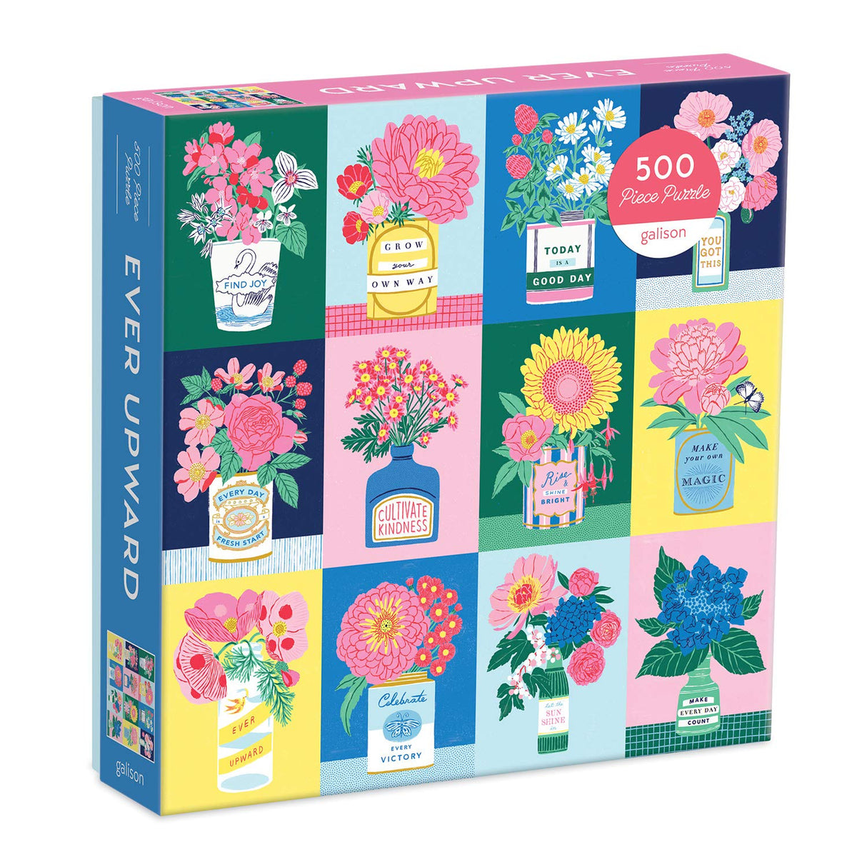 Galison Ever Upward Jigsaw Puzzle, 500 Pieces, 20” x 20” – Colorful Jigsaw Puzzle Featuring Illustrations by Emily Taylor – Thick, Sturdy Pieces, Challenging Family Activity, Great Gift Idea Galison