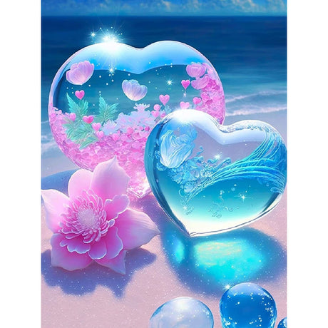 Huacan Beach Diamond Painting Kits for Adults, Full Drill Diamond Art Round Diamond Dots for Adults Clearance, Heart Paint with Diamonds for Beginner 11.8x15.7inch Huacan