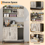 Large Cat Litter Box Enclosure Furniture with 3 Open Shelves and Storage Cabinet, Farmhouse Cat House Washroom with Scratch Pad, Modern Wood Pet House Side End Table for Livingroom Bedroom Doppeltcharms