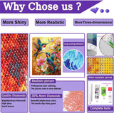 Hummingbird Diamond Art Kits for Adults- Hummingbird Diamond Painting Kits Adults, Animals Gem Painting Kit for Home Wall Decoration Gift 12x16 Inch Gemozaic