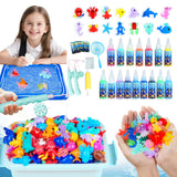 Magic Water Elf Toy Kit，Aqua Fairy Water Gel Kit-16 Magic Gesl&15 Molds-Make Water Pets with Fishing Set - Fun Kids DIY Craft Kit, Birthday Gift & Party Favors for Kids Ages 3+ MaxiBean