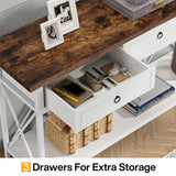 Tribesigns 70.8" Console Table with 3 Drawers, Farmhouse Entryway Table with Storage Shelf, Narrow Long Sofa Foyer Table for Entryway, Hallway (White/Brown) Tribesigns
