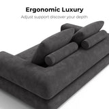 LIKIMIO Convertible Sleeper Sofa Bed Floor Sofa 3-in-1 No Assembly, Foldable Mattress with Corduroy Upholstery Dark Grey, Lounge Loveseat Couch for Living Room Studio Guest Room LIKIMIO