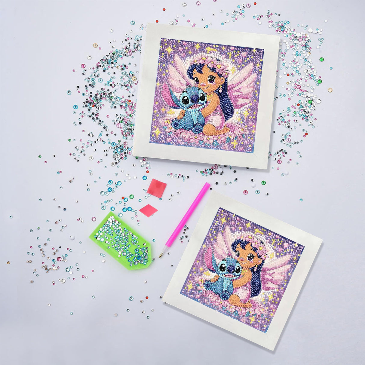 USACRAFT Cute Diamond Painting Kits, Mosaic Kit, Large 7x7 Natural Wooden Frame, Pre-Mounted Canvas, Sparkling Crystal Gems, Pen, Arts & Crafts Tray, Gum. Famous Characters, St.Girl USACRAFT