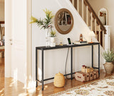 SUPERJARE 70 Inch Console Table with Outlet, Sofa Table with Charging Station, Narrow Entryway Table, Skinny Hallway Table, Behind Couch Table, for Living Room, Black SUPERJARE