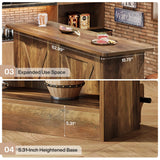 Tribesigns 63-Inch Bar Table, 2-Tier Bar Cabinet Height Pub Table with Footrest, Modern Coffee Cabinet for Home Kitchen, Large Home Unit Liquor Furniture, Bistro, Dining Room, Living Room, Brown Tribesigns