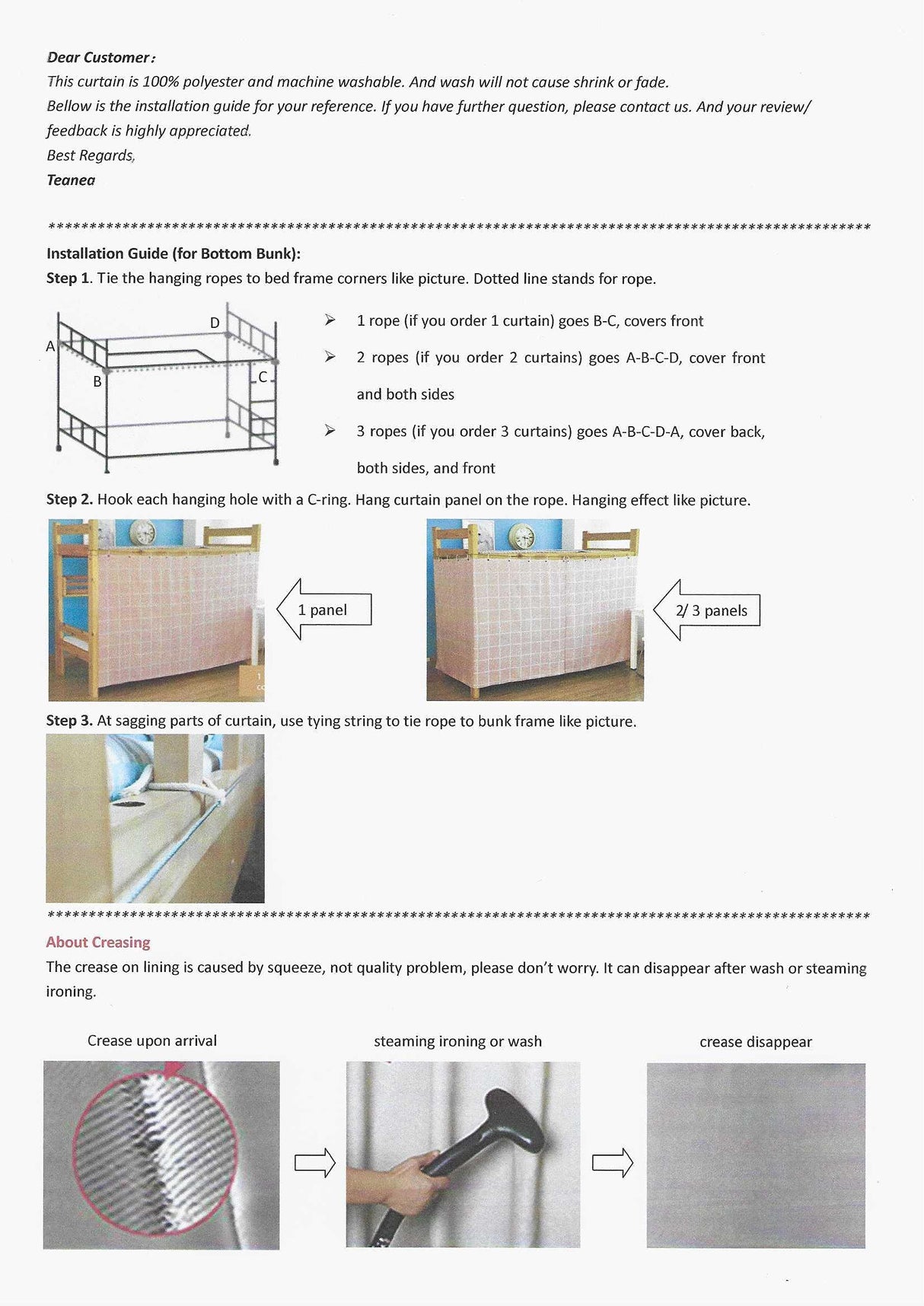 Teanea Heavy-Duty Blackout Bottom Bunk Bed Curtains Privacy Canopy Twin Size for Home Dorm, 2 Panels, Pink Teanea