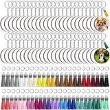 ZOCONE 250 Pcs Round Sublimation Keychain Blanks Bulk, Sublimation Blanks Keychain 2in Heat Transfer Blank Keychains, Double Side Keychain with Tassels, Jump Rings, DIY Gift Ornament ZOCONE