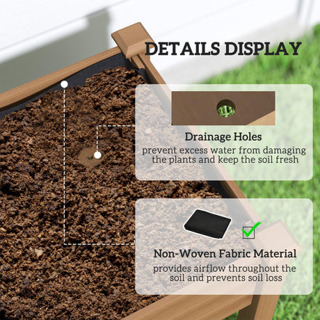Outsunny Raised Garden Bed with PE Greenhouse Cover Outdoor Elevated Wood Planter Box for Herbs and Vegetables, Use for Patio, Backyard, Balcony, 48 x 22 x 46 inch, Brown Outsunny