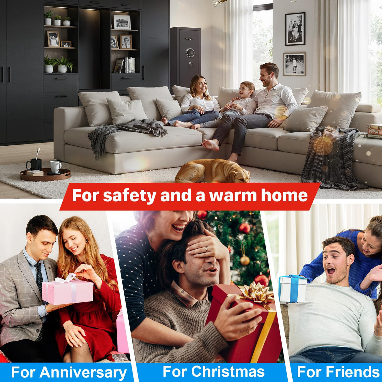 Mutak 4-5 Biometric Gun Safe for Rifle and Pistols, Long Gun Safe for Rifle Shotgun for Home, Quick Access 4-5 Gun Storage Cabinet with Handgun Pouch, Silent Mode (No Assembly Required) Mutak