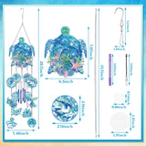 GlikCeil Beach Wind Chimes Diamond Art Wind Chimes Suncatchers Beach Diamond Art Kits with Crystal Pendant Hanging Ornament for Home Garden Patio Backyard Decor(Blue) GlikCeil