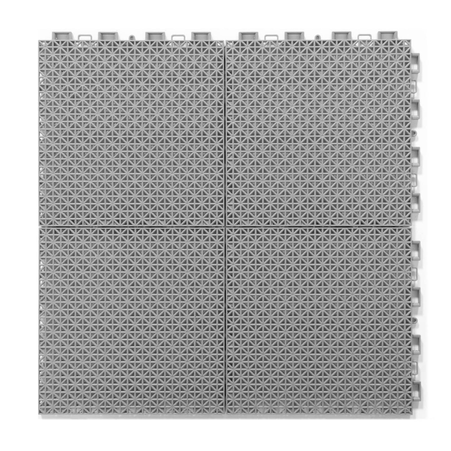 smabee 16 pcs Interlocking Rugged Deck Floor Tiles Non-Slip with Drainage Holes Plastic Mats for Boat Pool Patio Balcony Sports Area 9.8"x9.8"x0.47" (Gray)