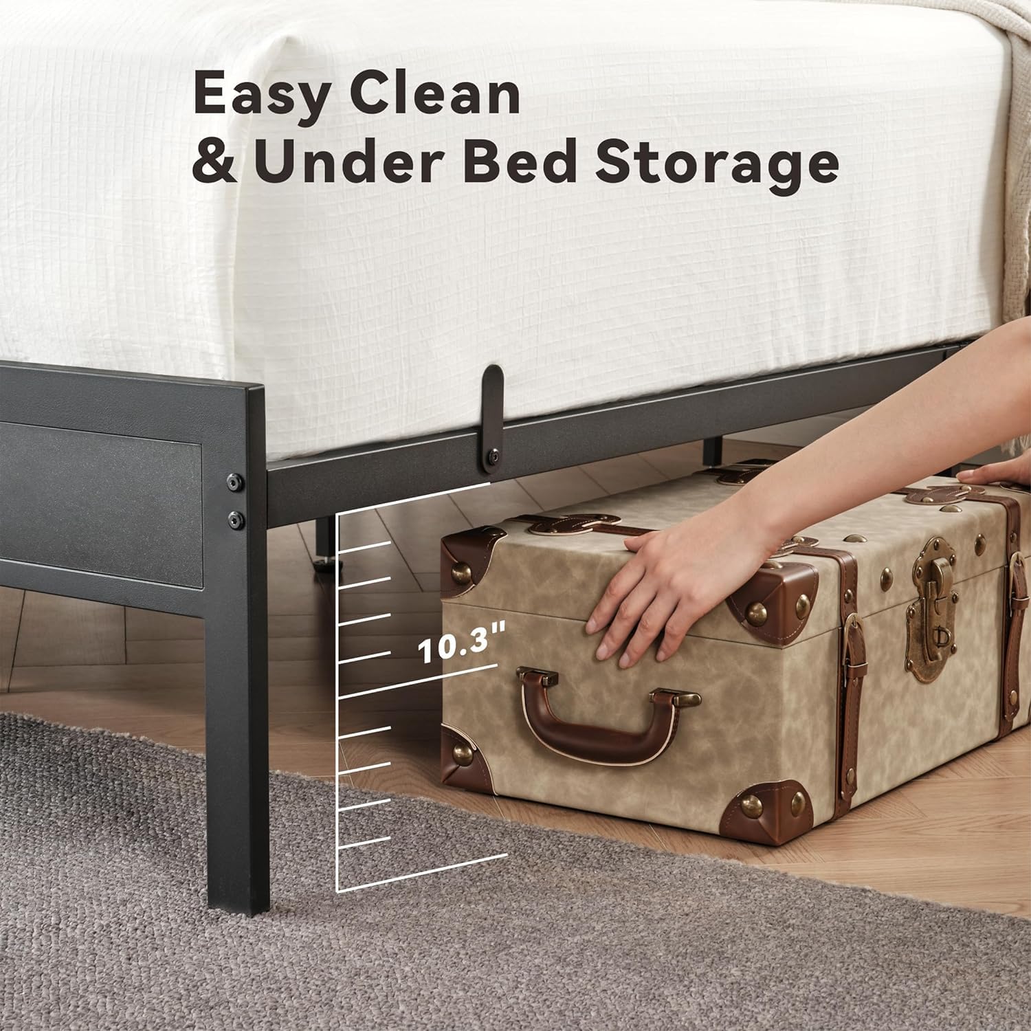 Z-hom Twin Metal Bed Frame with LED Headboard, Charging Ports & Storage Shelves - Grey - WoodArtSupply