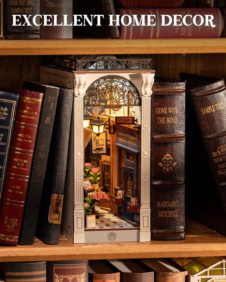 ROBOTIME DIY Book Nook Kits Dollhouse Room Bookstore Miniature House with LED Light 3D Wooden Puzzles for Adults Booknook Bookshelf Insert Decor Diorama Kit Unique Gifts（Arcade Dating） ROBOTIME
