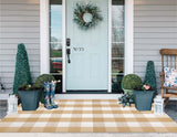 Khaki and White Outdoor Rug 3'x5', Fall Outdoor Porch Rug Cotton Woven Washable Farmhouse Indoor Outdoor Doormat for Front Porch Hello Welcome Layered/Entryway/Bedroom/Living Room/Patio KIhipIoe
