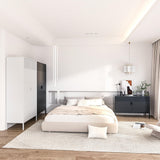 Washsemba 2 Door Storage Sideboard, Metal Storage Cabinet with 2 Adjustable Shelf,Multipurpose Metal Accent Cabinet for Office Home,Music Studio (Black, 25''H) Washsemba