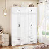 Mhsatyrs Armoire Wardrobe Closet with 4 Drawers: 88" White Bedroom Closet, Wood Wardrobe Closets with 4 Doors, Tall Armoire Cabinet and Storage Shelves for Clothing (63") Mhsatyrs