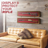 PENNZONI Gun Display Case - Lockable Rifle Display Case - Gun Cabinets for Rifles & Shotguns - Sword Wall Mount, Gun Wall Mount Display Case w/ Acrylic Door | Walnut, Red Felt PENNZONI